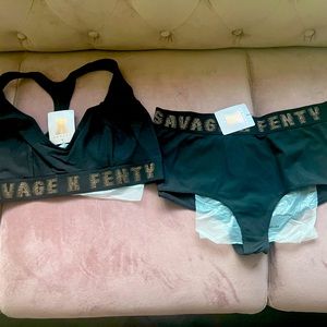 Savage Fenty set, 2x black with gold glitter letters.